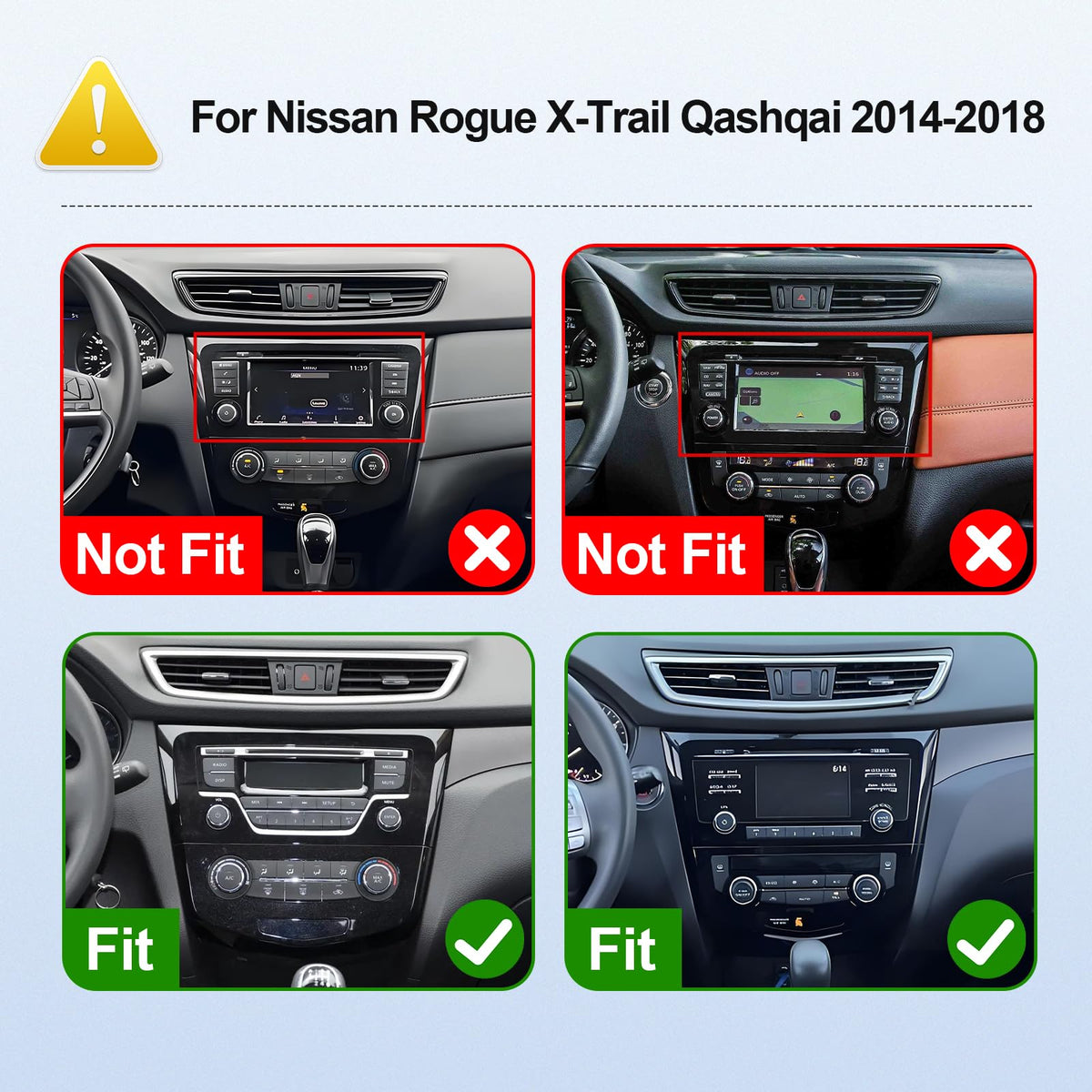 4+64G 10.1-inch Android 14 Car Stereo for Nissan Rogue X-Trail Qashqai 2014-2018 IPS Touchscreen Screen Car Radio with WiFi 6 Carplay & Android Auto Support Backup Camera GPS FM Navi Bluetooth 5.4 SWC