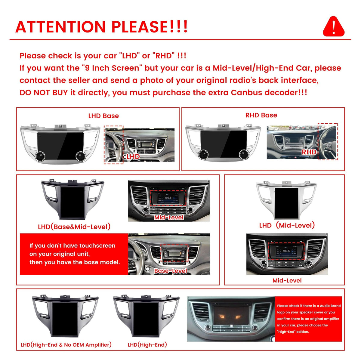 for Hyundai Tucson 2016-2018 RHD Display Knobs CarPlay/Android Auto Autoradio Android FM Radio Navigation Stereo Pad Player GPS 10.1" QLED Touch Screen BT WiFi 2 Din Headunit Tablet Quad Core 2G+64G