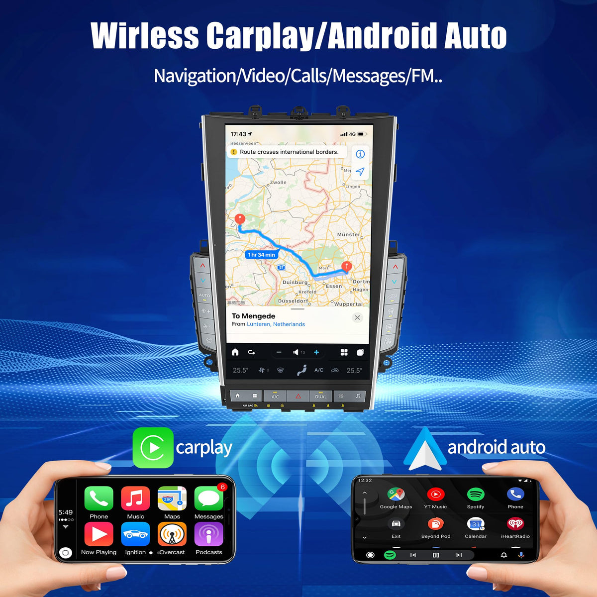 AuCar Mark 7 Android 13 Car Radio Head Unit for Infiniti Q50 Q50S Q60 Q60S 2020-2022, 13.6 Inch Car Multimedia Stereo Video Player GPS Navigation, Wireless Carplay & Android Auto, 8+256GB
