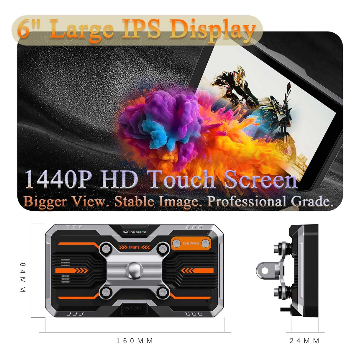 BODIMIA 7" Motorcycle Dash Cam with Camera