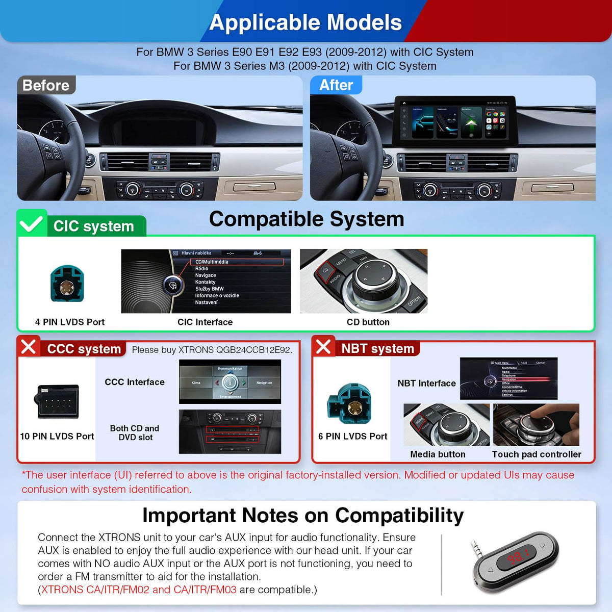 XTRONS 12.3 Inch Qualcomm Snapdragon 680 Android 14 Car Stereo for BMW E90/E91/E92/E93/M3 (2009-2012) CIC System, IPS Touch Screen 8+128GB Car Radio GPS Navigation Support DVR Backup Camera