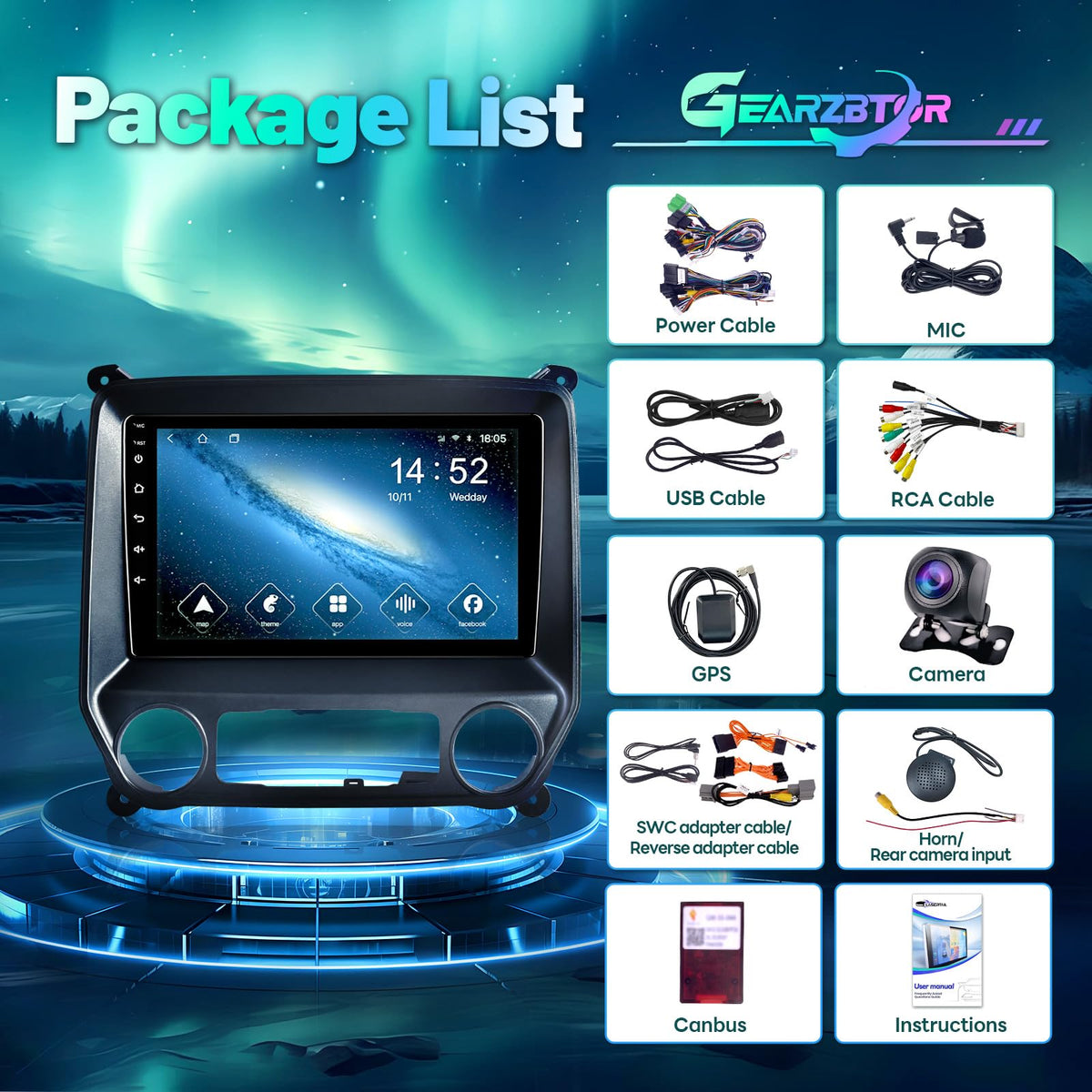 Radio Upgrade for Chevy Silverado Gmc Sierra 2014-2018,Carplay Android Auto