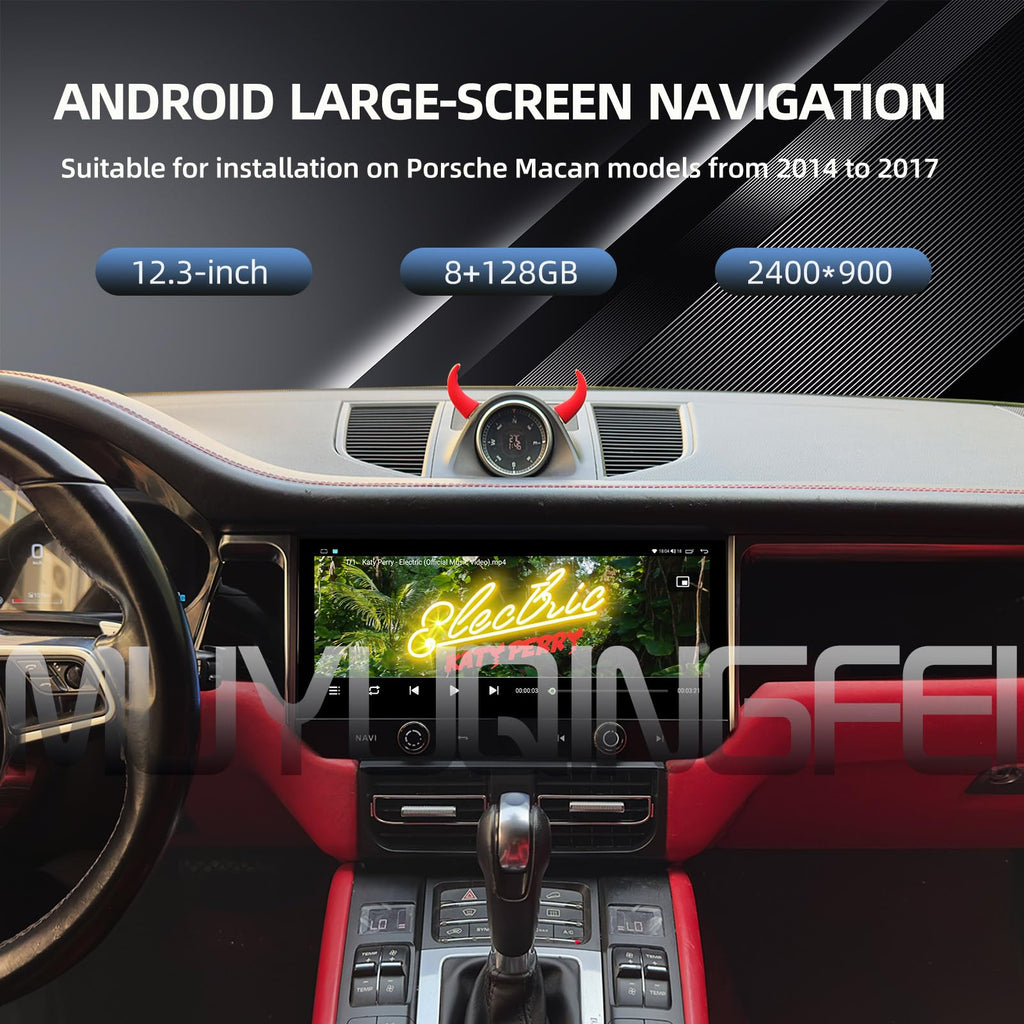 Android Screen Upgrade for Porsche Macan 2014-2017 Touch Screen Replacement 12.3 inch Multimedia Player GPS Navigation Carplay fit for PCM3.1 & PCM4.0 (2014-2016,64GB)