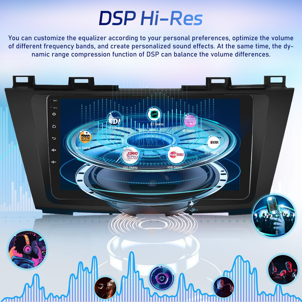 [8 Core 4+64G] Car Radio for Mazda 5 CW 2010-2015, Carplay and Android Auto