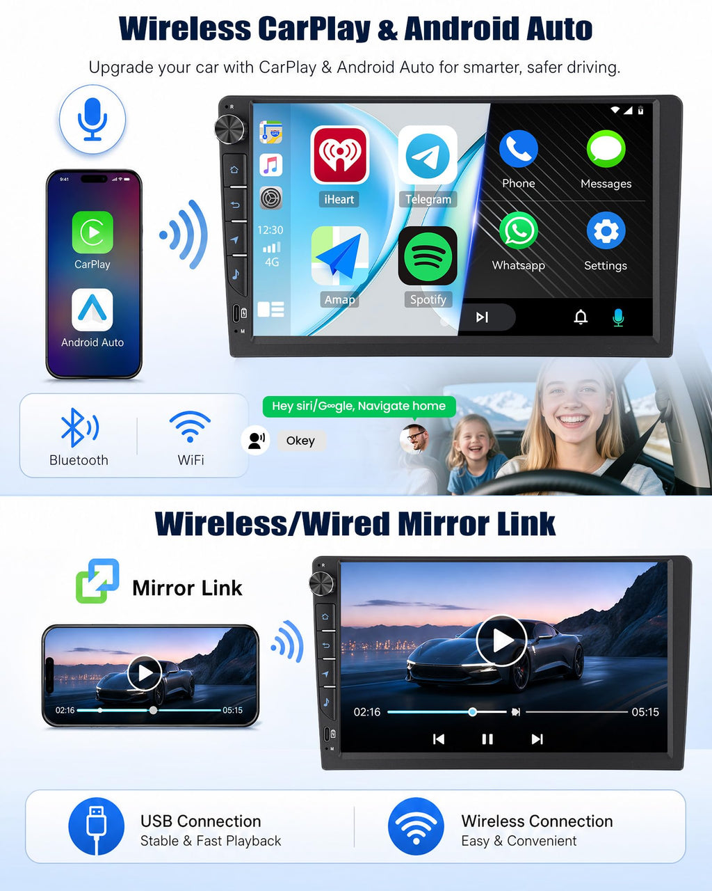 SIXTOP 4G+64G Android Car Stereo Radio for Honda Civic 2013-2017 Wireless CarPlay Android Auto Bluetooth 5.0 GPS 9 Inch HD Touch Screen WiFi FM/RDS Type-C 32EQ SWC AHD Backup Camera