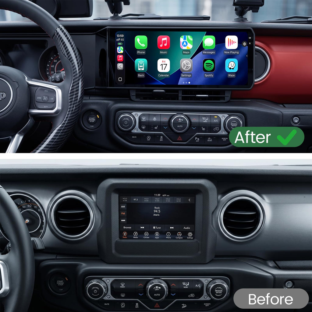 12.3-Inch 8 Core 6+128GB Car Radio Stereo for Jeep Wrangler JL Gladiator 2018-2023, Plug and Play Android 13 Head Unit with CarPlay/Android Auto/2K Touch Screen/4G LTE/5Ghz WiFi