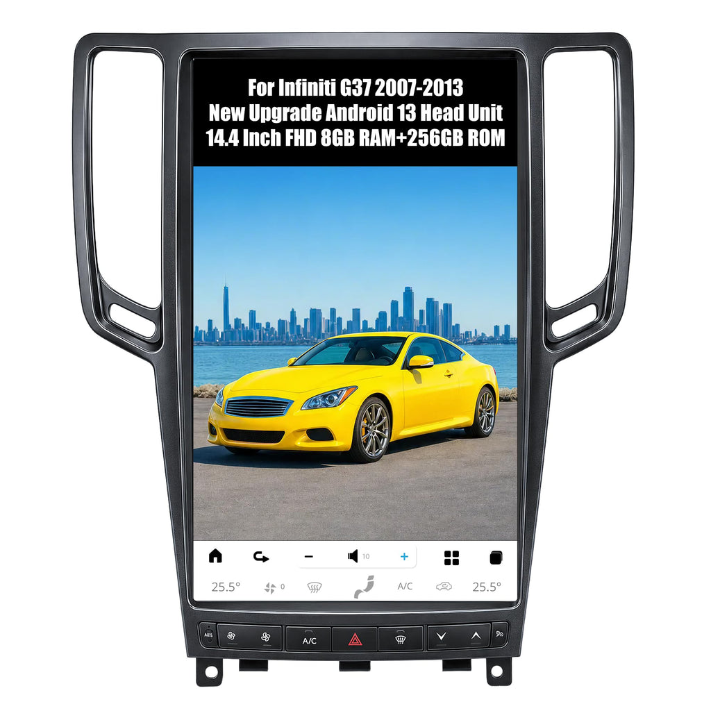 AuCar 14.4 Inch Touch Screen Android 13 Car Radio for Infiniti G37 2007-2013 Head Unit GPS Navigation Wireless Carplay Android Auto Stereo Multimedia Player 8GB RAM 128GB ROM, Carbon Fiber Trim