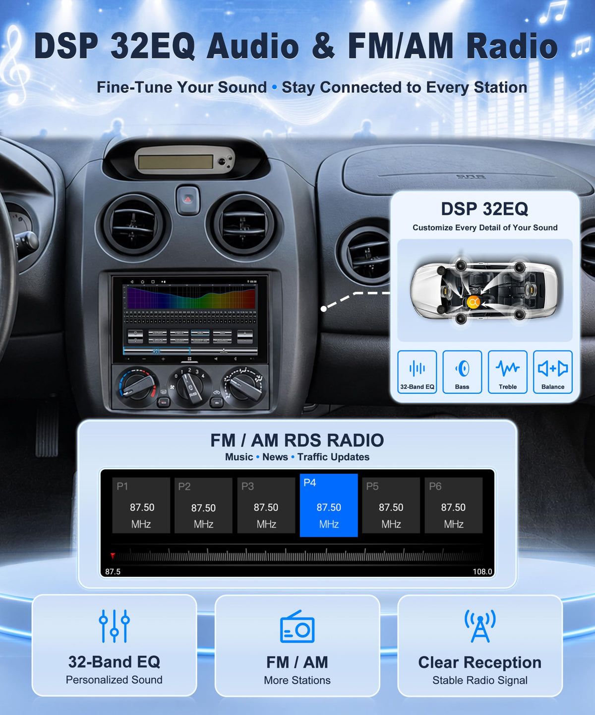 Car Stereo for Mitsubishi Eclipse 1995-2005, Montero 1997-2006