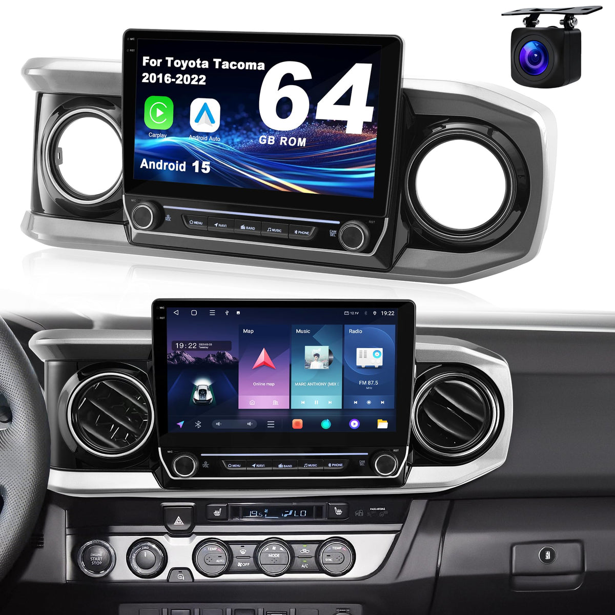 10'' 8Core & 64GB ROM Car Stereo Radio for Toyota Tacoma 2016-2022