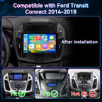 Android 14 Car Radio Compatible with Ford Transit Connect 2014-2018,Touchscreen Car Stereo with Wireless Carplay Android Auto,FM,Multimedia Receiver with GPS Bluetooth ＆ Backup Camera(9 Inch