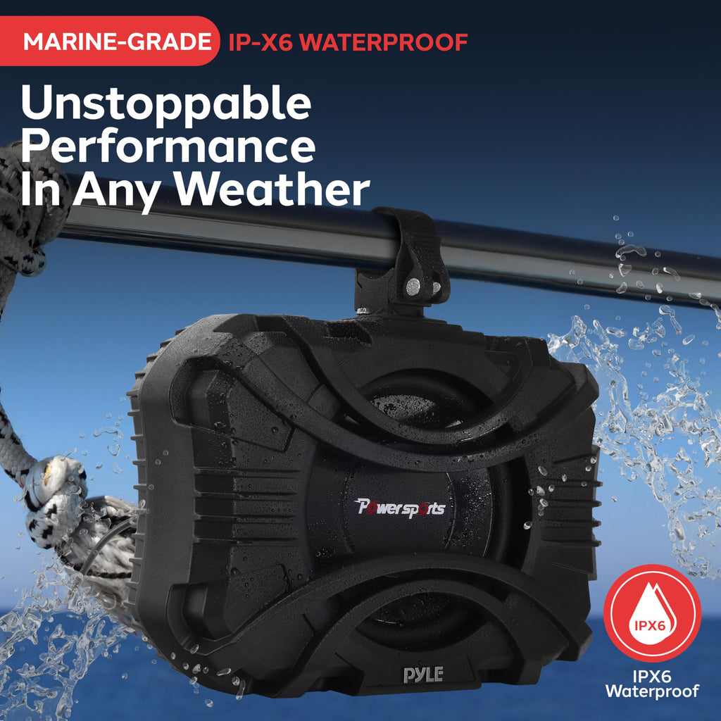 Pyle Powersport Subwoofer System - 10" Passive Subwoofer with Durable Weatherproof Housing - Compact 400W Car Sub Speaker with Quick-Mount Brackets for UTVs, Boats & Outdoor Vehicles - Black
