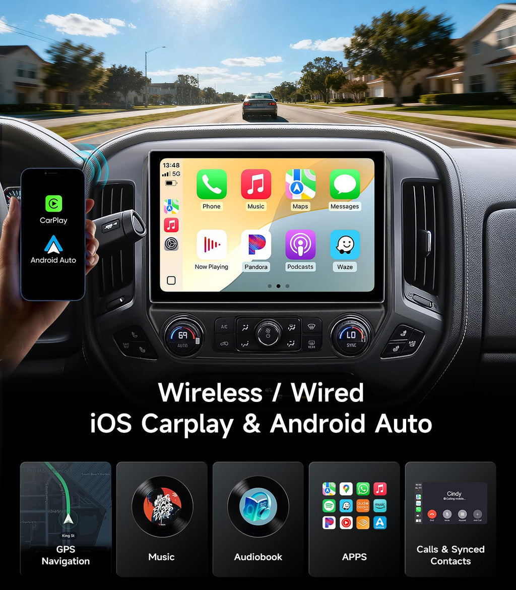 Car Radio for Chevy Silverado GMC Sierra 2014-2018, CarPlay Android Auto