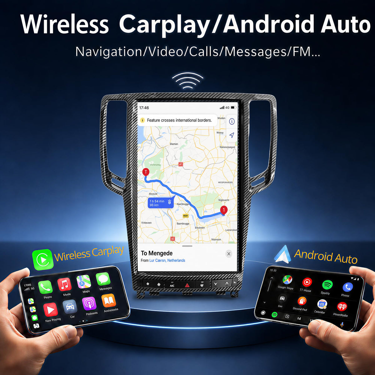 AuCar 14.4 Inch Touch Screen Android 13 Car Radio for Infiniti G37 2007-2013 Head Unit GPS Navigation Wireless Carplay Android Auto Stereo Multimedia Player 8GB RAM 128GB ROM, Carbon Fiber Trim