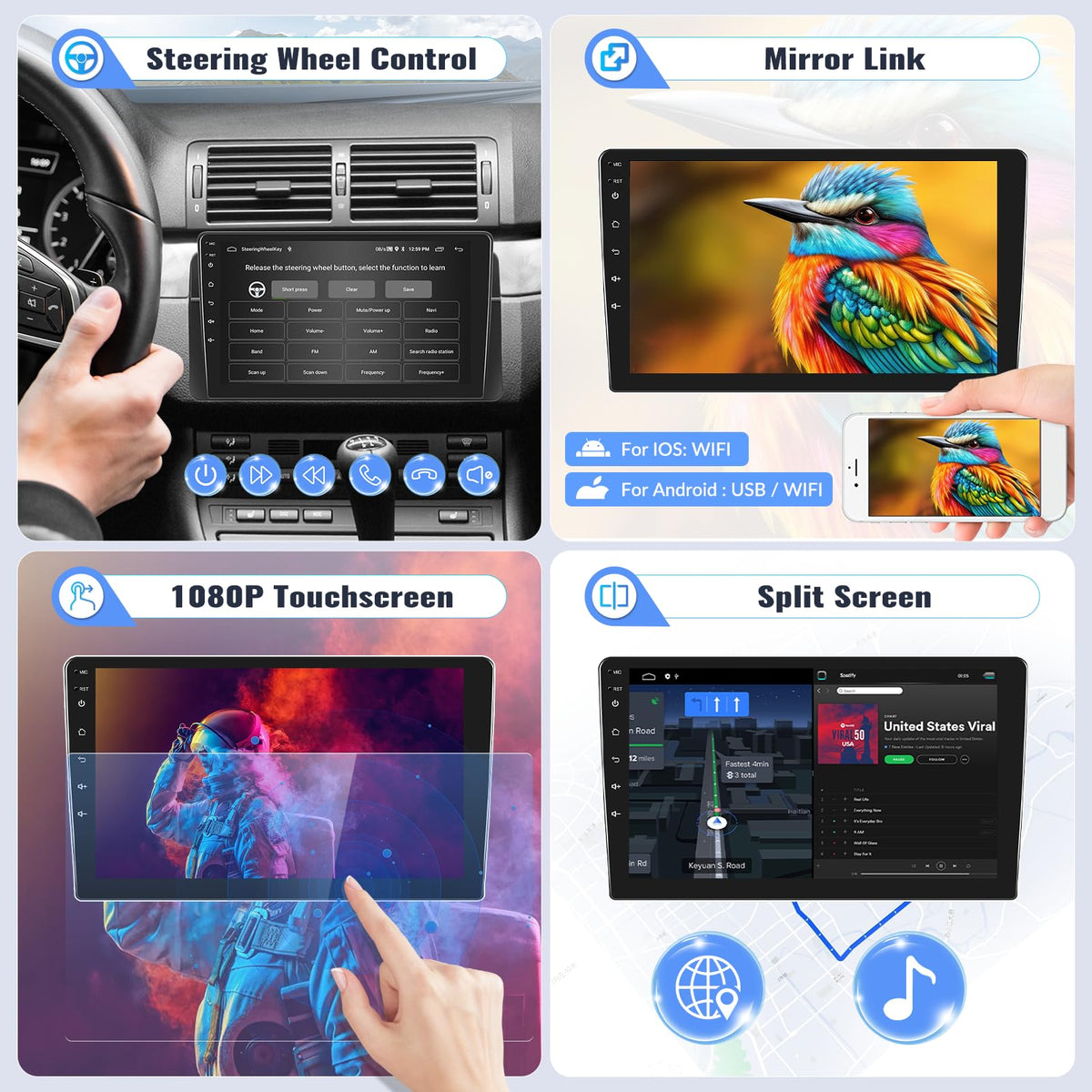SIXWIN Android Car Play Screen for BWM Mini Cooper F55 2014-2019 9 Inch Touch Screen with CarPlay Android Auto Mirror Link Bluetooth FM 28UI Backup Camera GPS WiFi FM SWC MIC 2G+64G