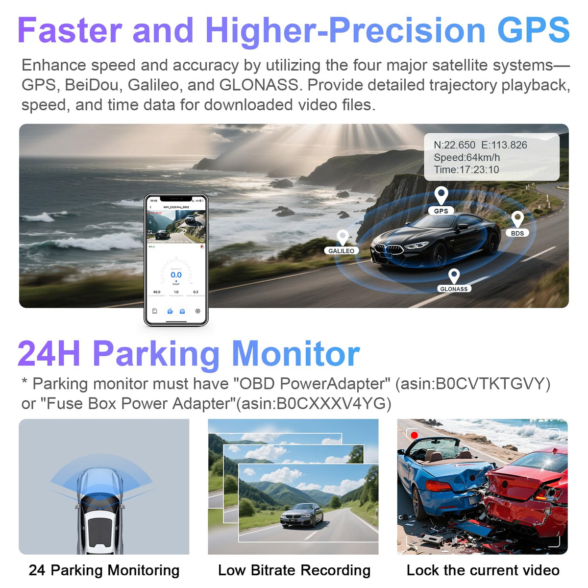 4K Front & 2K Rear 2 Channel HDR Dash Cam for Toyota Prius 2023-2026
