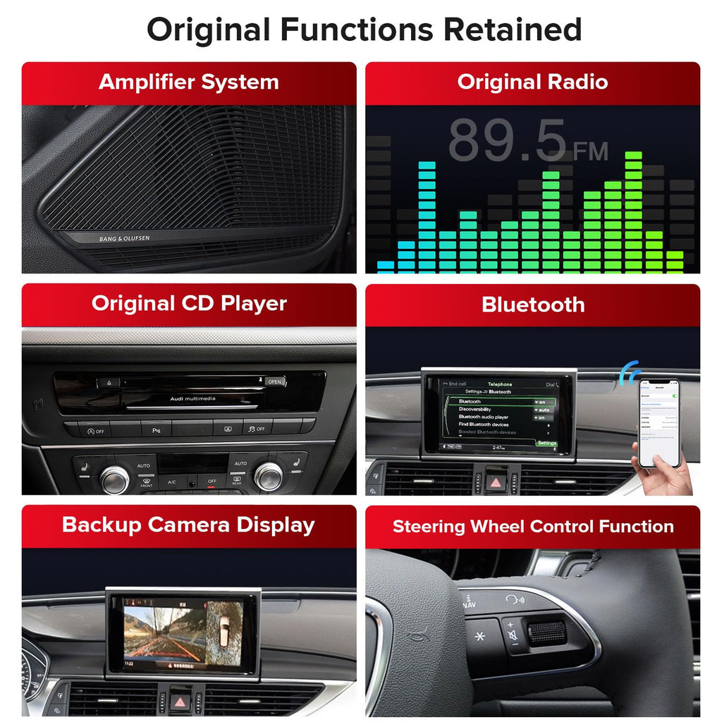 XTRONS 14.9 Inch Android 13 Car Stereo for Audi A6 A7 RS6 RS7 S6 S7 2012-2015 MMI 3G/3G+ System, 2K IPS Touch Screen 4+64 GB 4G LTE Car Radio GPS Navigation Support Wireless CarPlay Android Auto