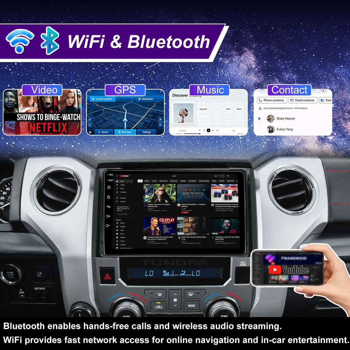 4core 64G 9in Car Stereo Radio for Toyota Tundra 2014-2021 Fit JBL & No JBL