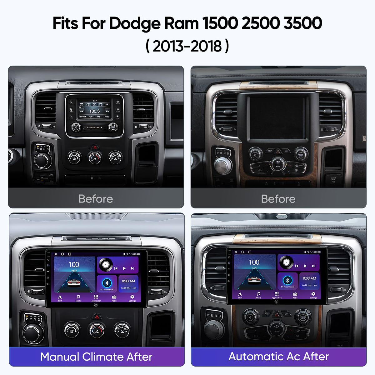 10" Car Radio Stereo for Dodge Ram Pickup Truck 1500 2500 3500 2013-2018