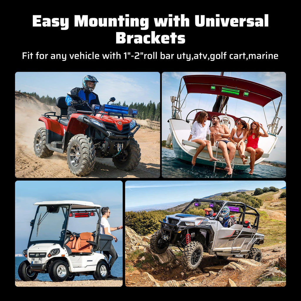 Ehaho 2.1CH Stereo UTV Sound Bar, 16.9 Inch Bluetooth UTV Speakers with RGB
