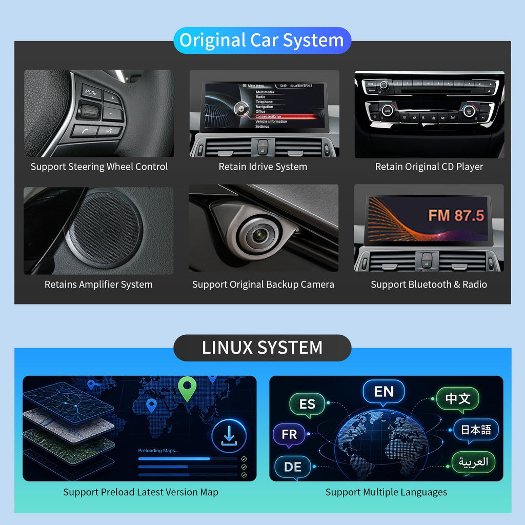 12.3 Inch Touch Screen Car Stereo with Bluetooth for BMW 3 4 Series F30 F31 F32 F33 F34 F36 2012-2016 with NBT System Wireless Carplay/Android Auto/Mirrorlink Siri