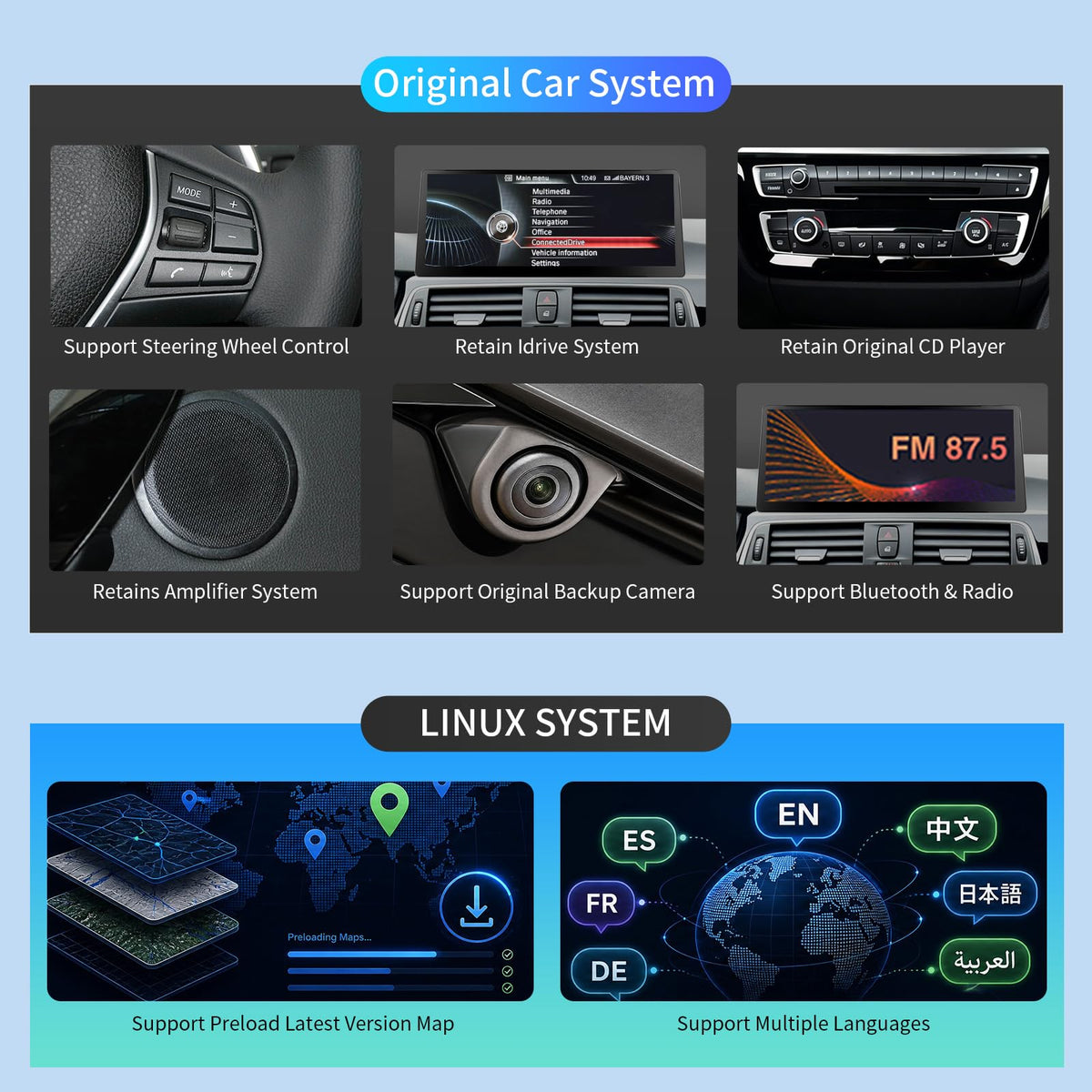 12.3 Inch Touch Screen Car Stereo with Bluetooth for BMW 3 4 Series F30 F31 F32 F33 F34 F36 2012-2016 with NBT System Wireless Carplay/Android Auto/Mirrorlink Siri
