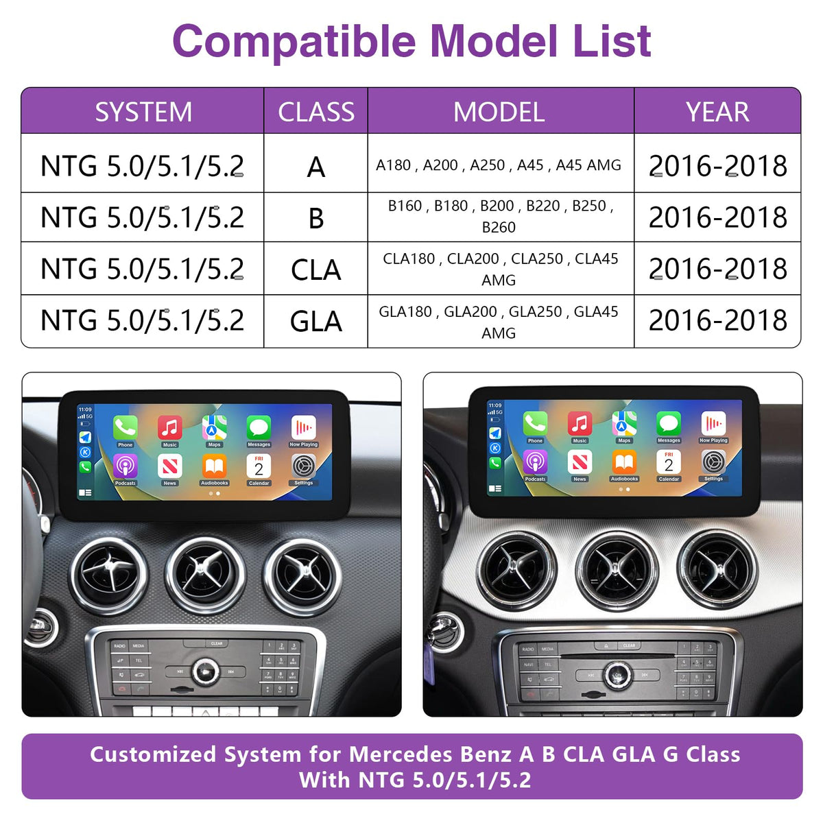 2026 10.25" CarPlay Screen for Mercedes-Benz A/B/CLA/GLA/G