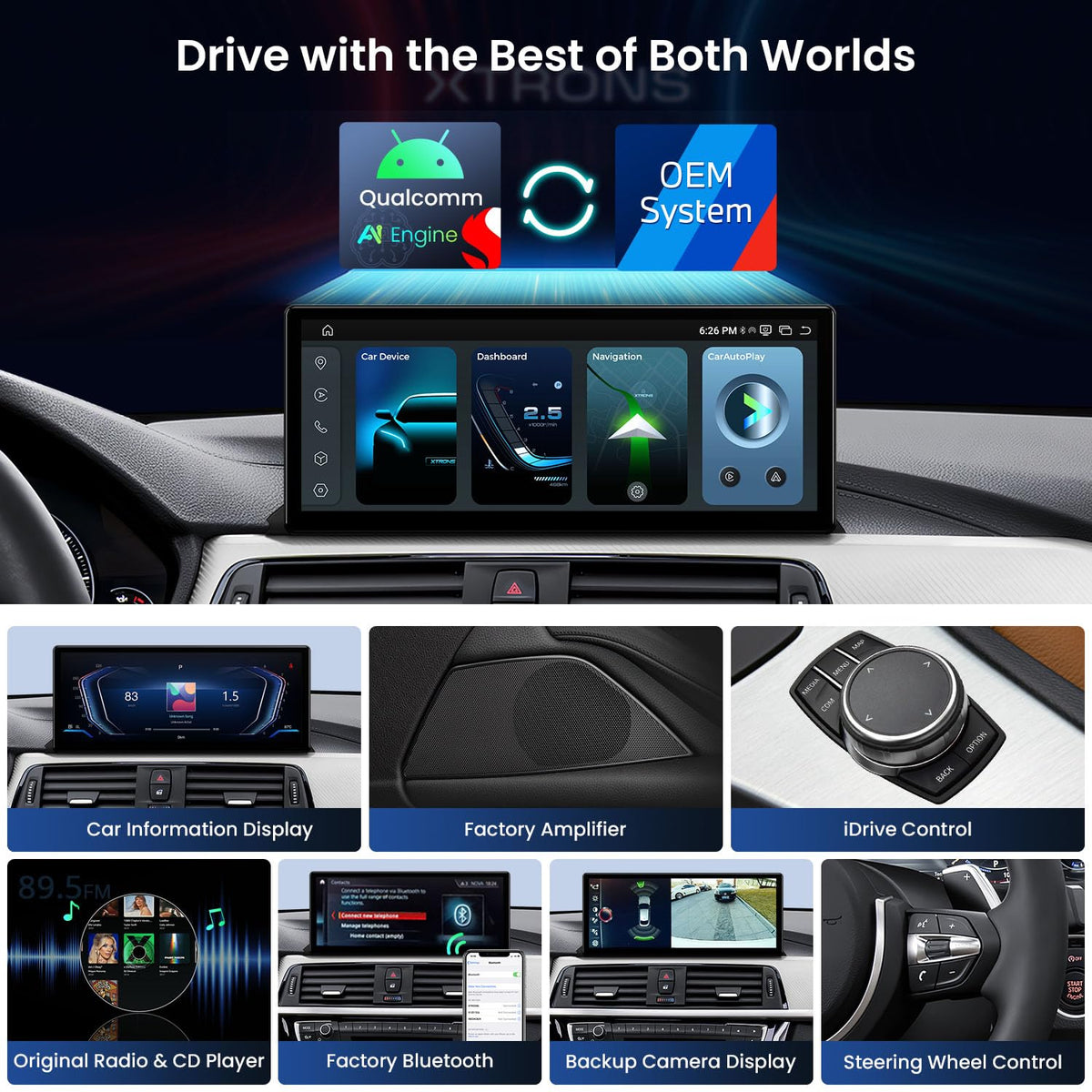 XTRONS 12.3" Android Car Stereo for BMW 3/4 Series EVO 2018+, 8GB 256GB