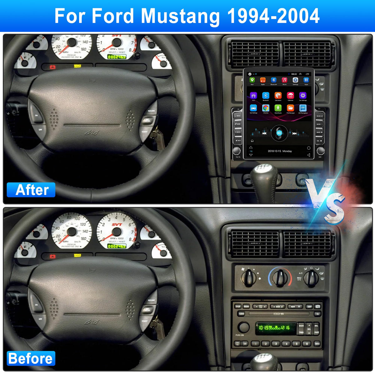 2+64G Car Stereo Radio for Ford Mustang 1994-2004 CarPlay Android Auto