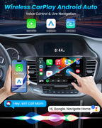[8Core 4G+64G] Car Radio for Honda Accord 9th EX-L 2013 2014 2015: 10.1" 1280 * 800 Touchscreen Stereo with Wireless CarPlay Android Auto 5G WiFi GPS Bluetooth FM AM RDS SWC Backup Camera