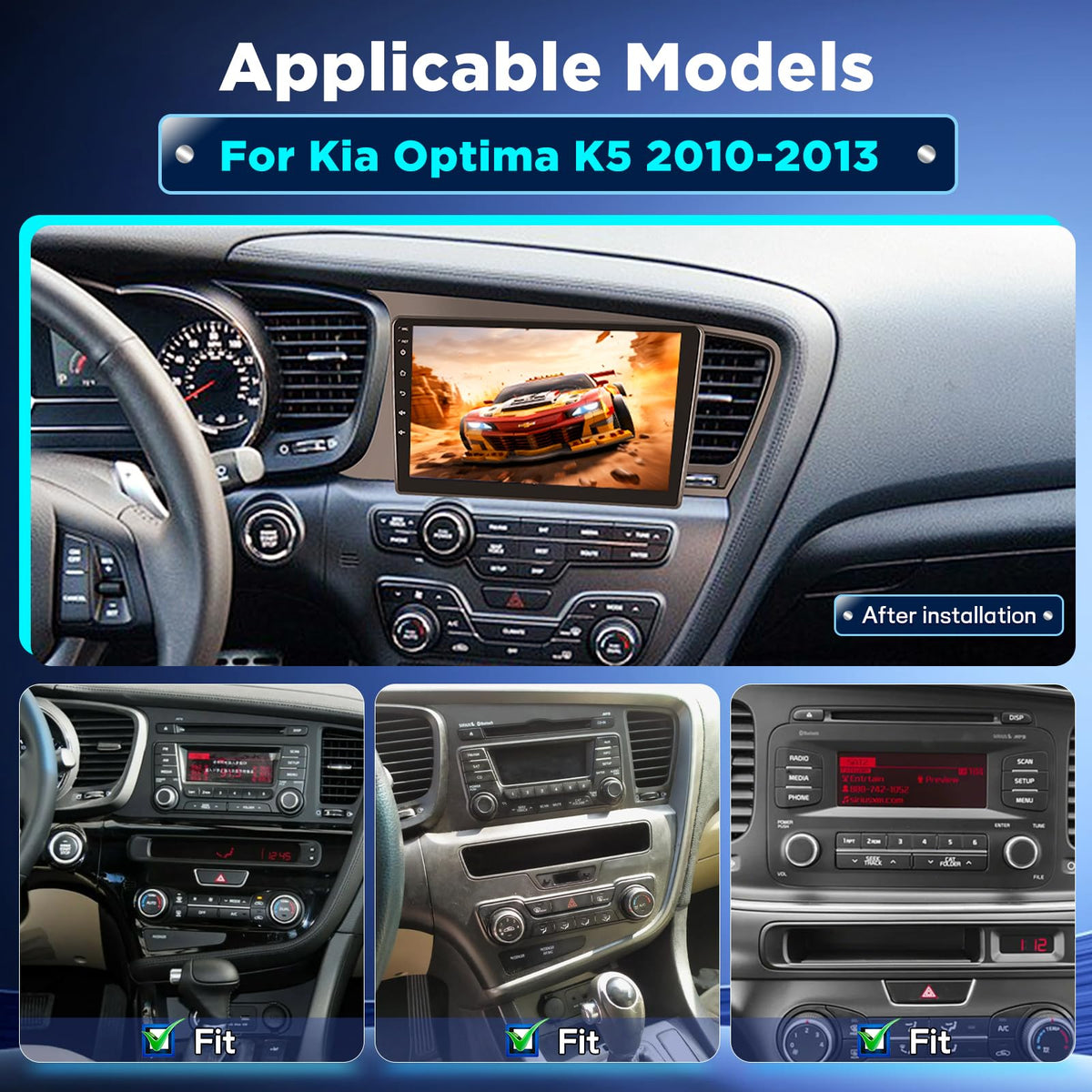[4+128G] NHOPEEW Upgrade Radio for Kia Optima K5 2010-2013: 9 inch Incell Touchscreen Android Optima Stereo - Wireless Carplay & Android Auto, 5G/WiFi, GPS, Custom Homepage, BT 5.0 + Backup Camera
