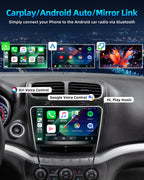 [4Core 64G ROM] Car Radio for Dodge Journey 2011-2019: 9" 1280x800 HD Touchscreen Stereo with Wireless Carplay Android Auto GPS Navigation Bluetooth 5G WiFi FM RDS DSP EQ SWC, Free Backup Camera