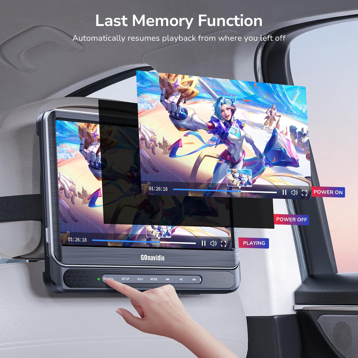 12" Dual Car DVD Players with 2 Headphones, HDMI in Put, 5 Hour Battery,MP4