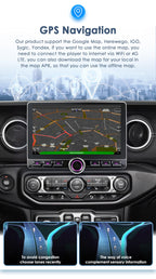 10.2” HD 4G+64GB Android15 Car Stereo Radio Upgrade for Jeep Wrangler JL & Gladiator JT 2018-2023 Volume Knob Keybutton Wireless Carplay/Android Auto Steering Wheel Control WiFi USB-C Fast Charging