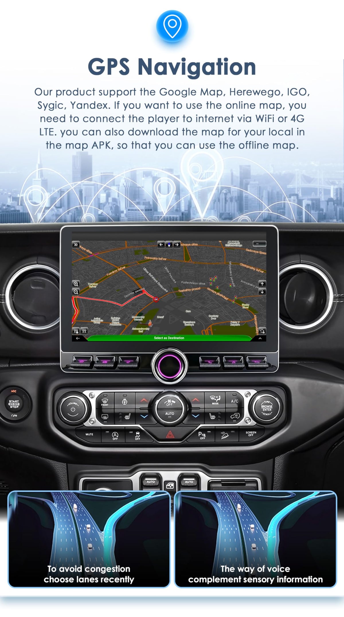10.2” HD 4G+64GB Android15 Car Stereo Radio Upgrade for Jeep Wrangler JL & Gladiator JT 2018-2023 Volume Knob Keybutton Wireless Carplay/Android Auto Steering Wheel Control WiFi USB-C Fast Charging