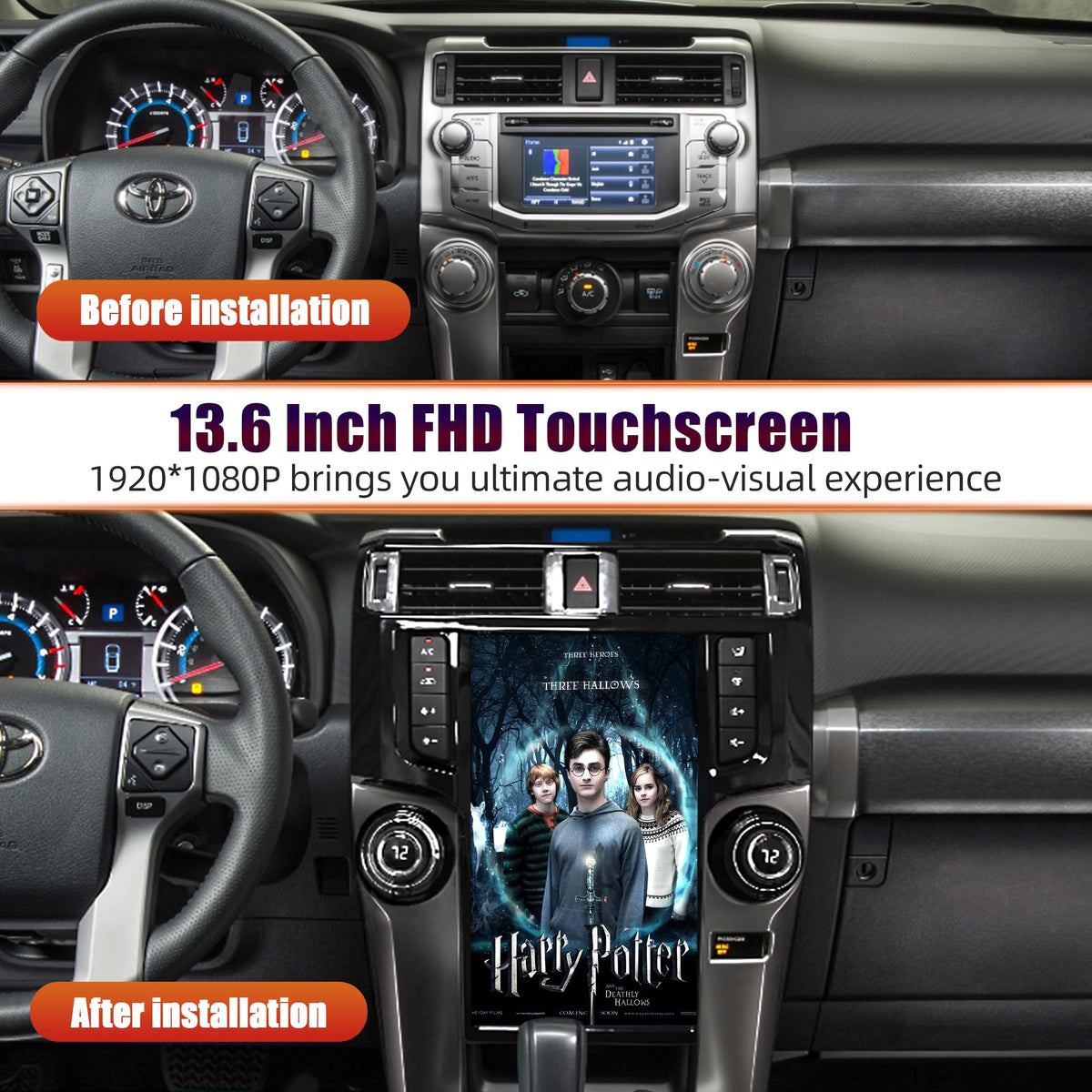 Android 13 Car Radio Head Unit for Toyota 4Runner 2009-2019, 13.6 Inch T-Style Car Multimedia Stereo Video Player GPS Navigation - 8+128 GB
