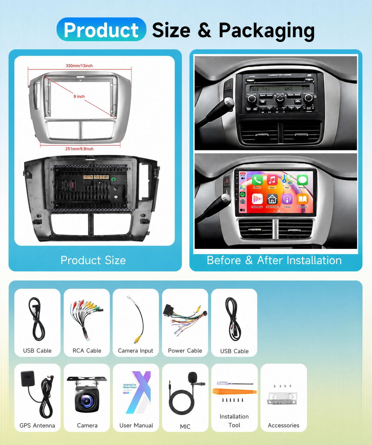 8 Core 6G+128G Android 15 Car Stereo Radio for Honda Pilot 2006 2007 2008