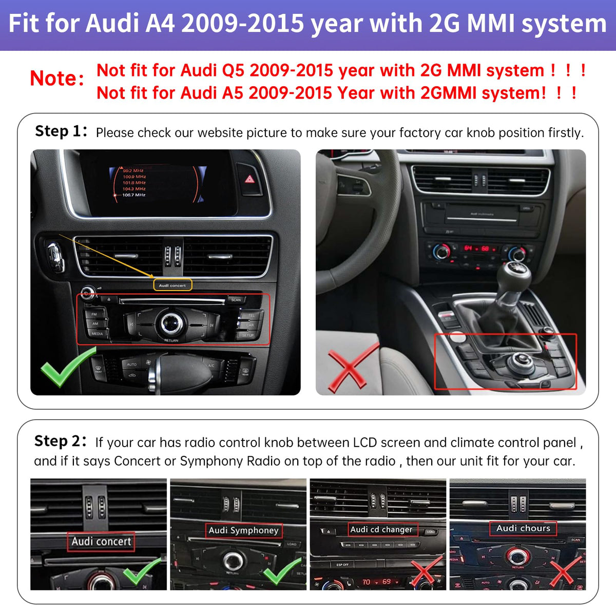 Road Top 8.9" CarPlay Screen for Audi A4 with 2G MMI (2009-2015)