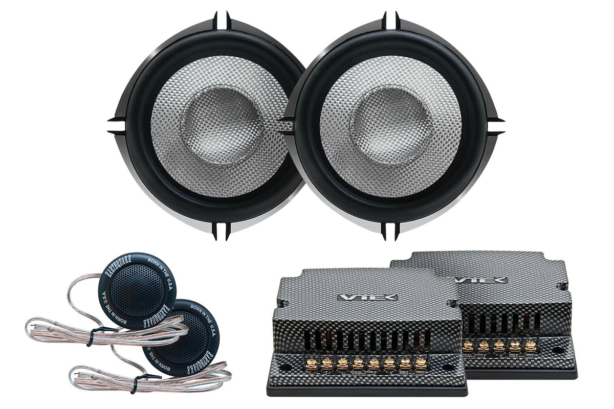 Earthquake Sound VTEK-MC5 500W 5.25-inch 2-Way Component Set with Tweeters and Passive Xovers,Black, Red, White, Gold, Grey