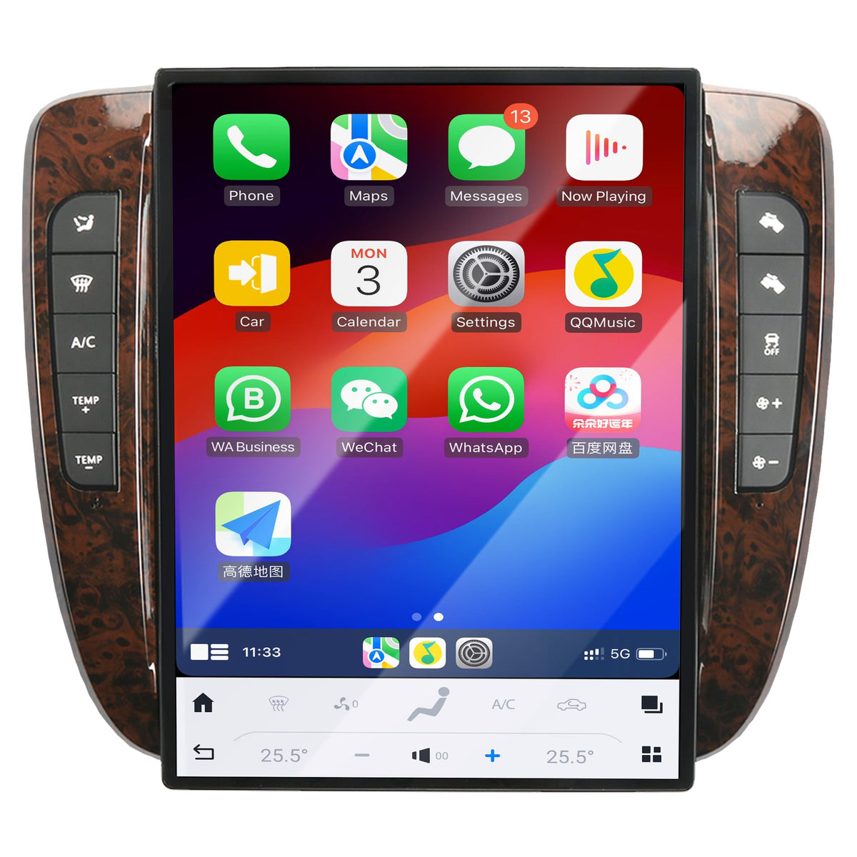 14 Inch Qualcomm Android Car Radio for GMC Yukon Chevy Silverado Suburban Tahoe 2007-2013 Touch Screen Wireless Carplay GPS Navigation Upgrade Stereo Head Unit Replacement (Manual AC)