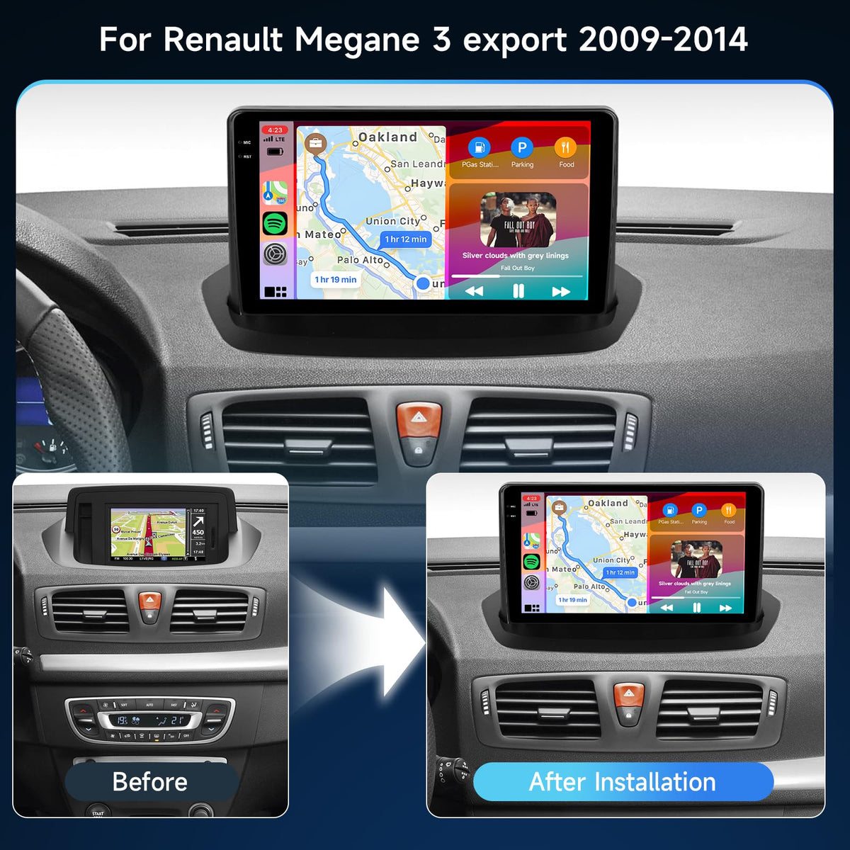 Hodozzy 4G+64G Car Stereo for Renault Megane 3 2008-2014 Touch Screen