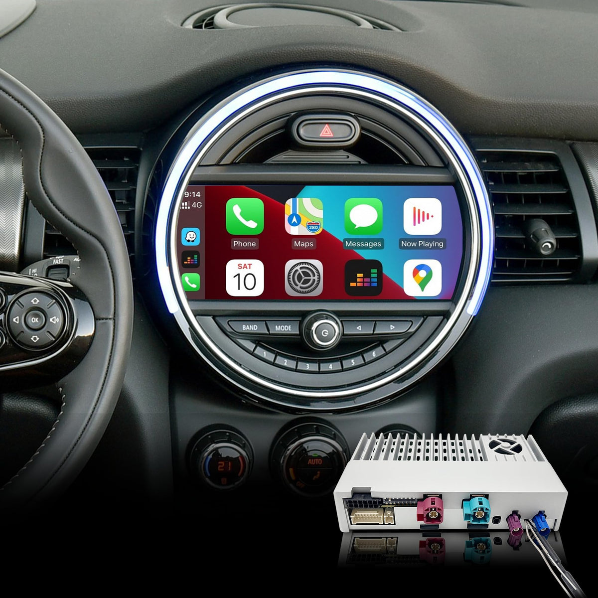 128GWireless CarPlay & Android Auto Interface Upgrade Kit for Mini Cooper F54 F55 F56 F57 F60 NBT EVO OEM 8.8 Touch Screen | GPS Navigation, Reverse Camera, Wi-Fi 4G, Screen Mirroring Full Screen