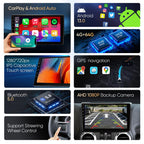 Car Radio Stereo for Jeep Wrangler JK 2007 2008 2009 2010 2011 2012 2013 2014 2015 2016 2017 2018, 10" Android Head Unit, Wireless CarPlay, Android Auto, GPS, Bluetooth, SWC, Backup Camera