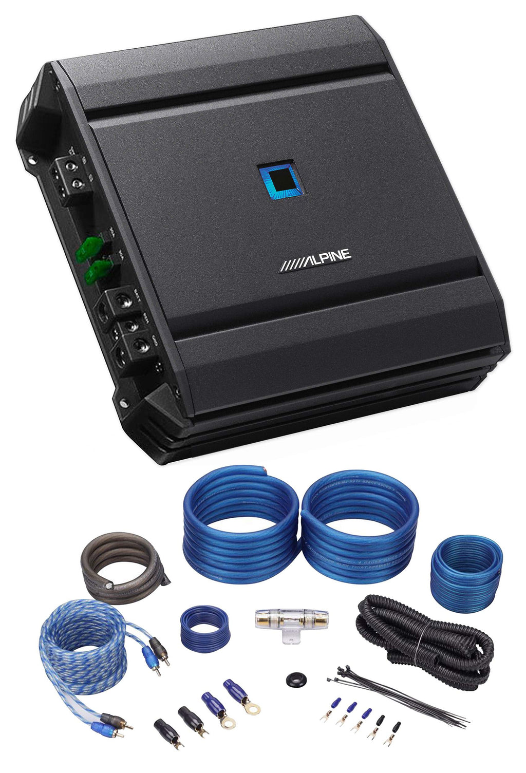 Complete Car Amp Wiring Installation Wire Kit with RCA's Bundle with Alpine S-A60M 600 Watt RMS Mono Car Audio Amplifier Subwoofer Amp Class-D
