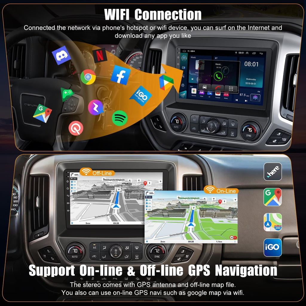 Car Radio for Chevrolet Silverado & GMC Sierra 2014-2018(Without Bo-se)