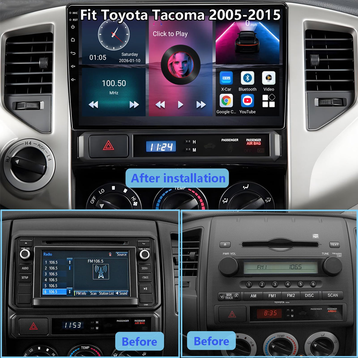 Car Radio for Toyota Tacoma 2005-2015: 8-Core 4GB+64GB Stereo Replacement