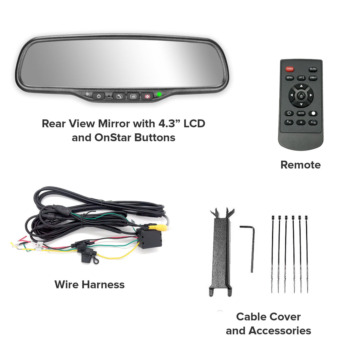 Master Tailgaters 10.5" OEM Rear View Mirror with 4.3" LCD Screen + OnStar Buttons for Existing Wiring | Rearview Universal Fit | Auto Adjusting Brightness LCD | Anti Glare | Full Mirror Replacement