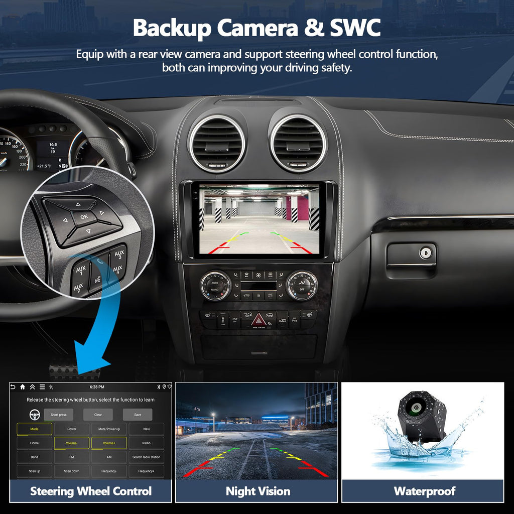 4G+128G Car Radio Stereo for Mercedes Benz ML GL Class W164 X164 ML350 GL450 2005-2011, Wireless CarPlay Android Auto 9” in-Cell 1280*720 Touch Screen Head Unit with GPS WIFI Bluetooth Backup Camera
