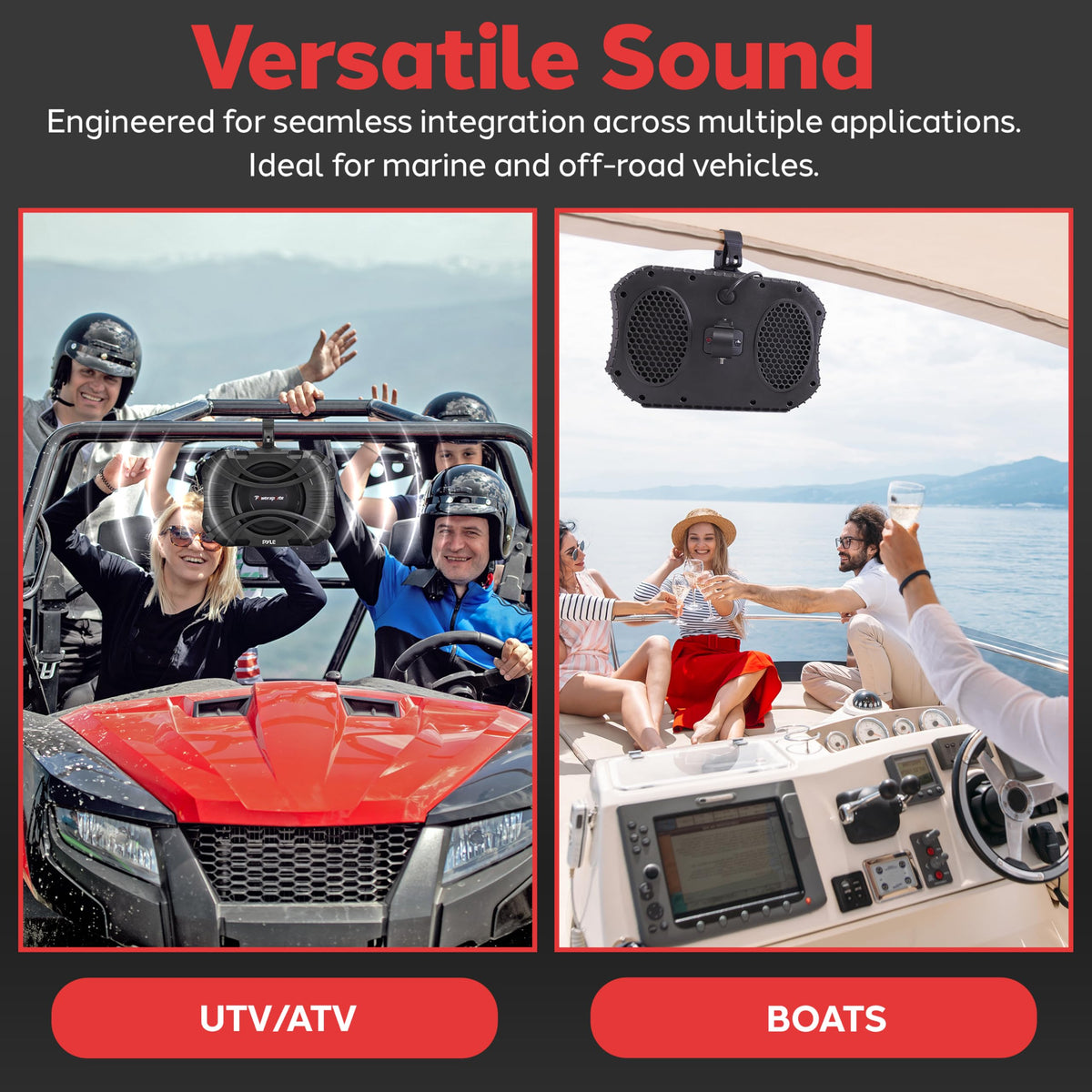 Pyle Powersport Subwoofer System - 10" Passive Subwoofer with Durable Weatherproof Housing - Compact 400W Car Sub Speaker with Quick-Mount Brackets for UTVs, Boats & Outdoor Vehicles - Black