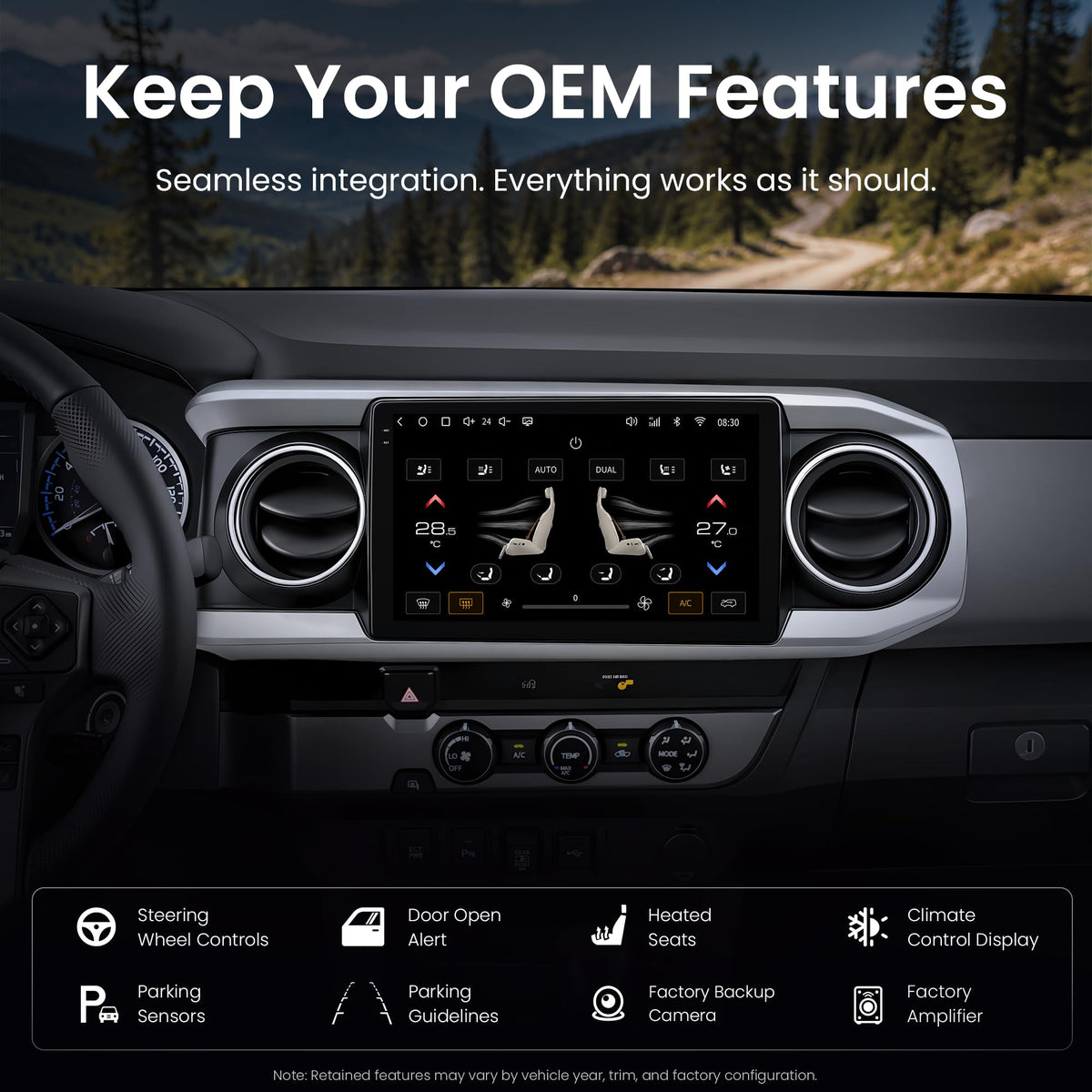 S8 Gen4 10.1" Android Car Stereo for Toyota Tacoma 2016-2023, Wireless CarPlay & Android Auto, 4G LTE, QLED Display, DSP, GPS Navigation, Bluetooth 5.1