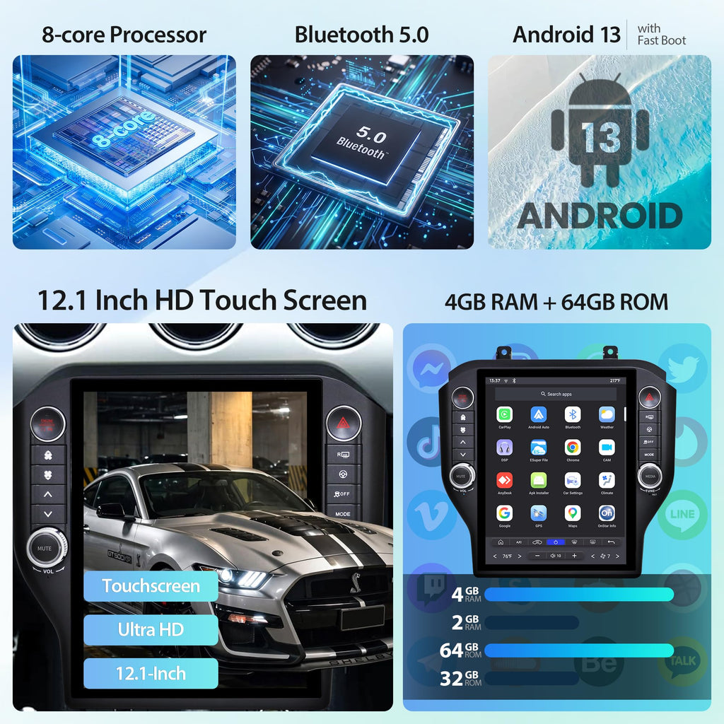 LINKSWELL Lite2 Android 13 Car Radio Stereo for Ford Mustang 2015-2023